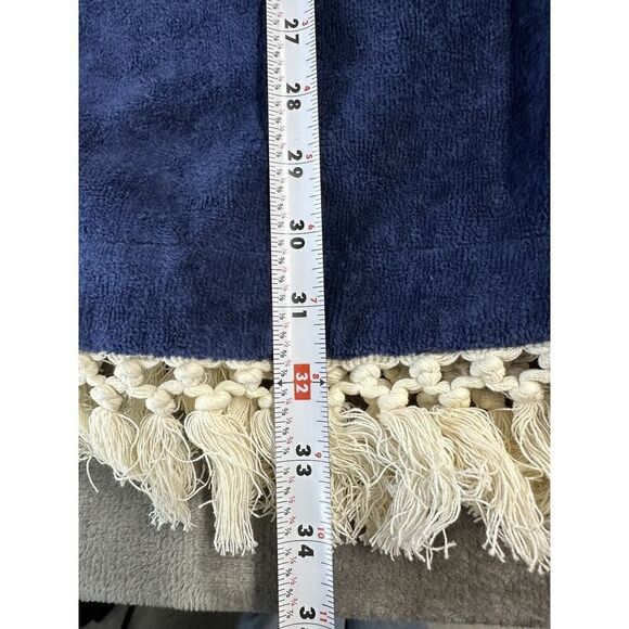 NWT S.E.A. NY Nautical Coverup Navy Blue with Fringe Hooded Large - Picture 7 of 9